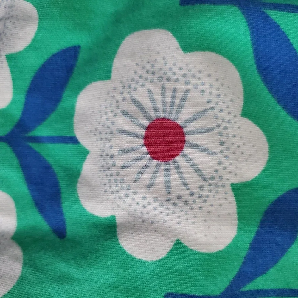 Mini Boden Little Girls Floral A-Line Pink‎ Green Jersey Cotton Shirt Dress 7-8Y